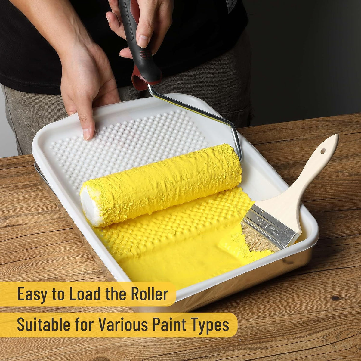 Bates 9 Inch Paint Tray with 10 Plastic Liners - Disposable Paint Roller Trays for Walls