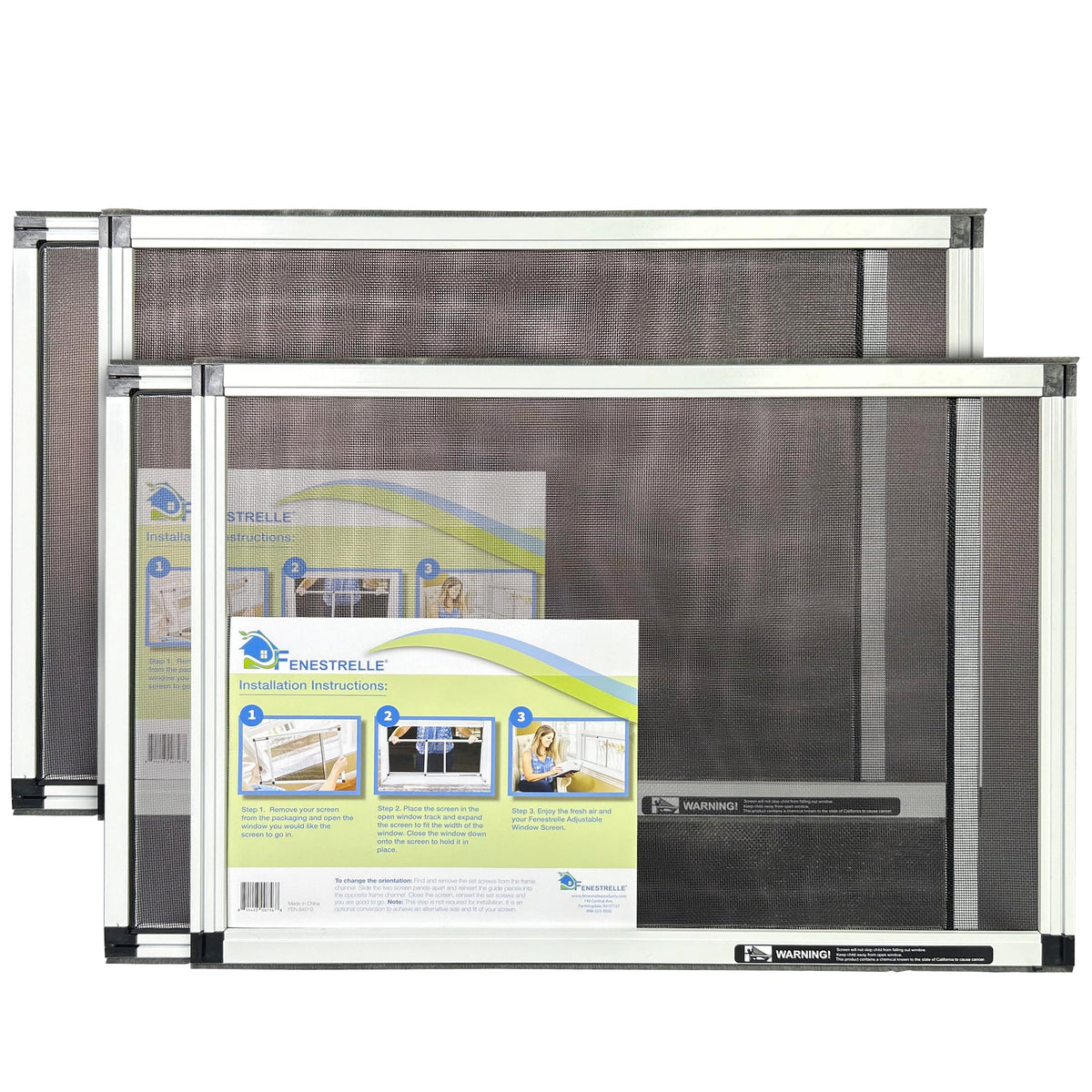 Expandable Window Screen, 15″ H × 21″–40″ W Horizontal, 2-Pack