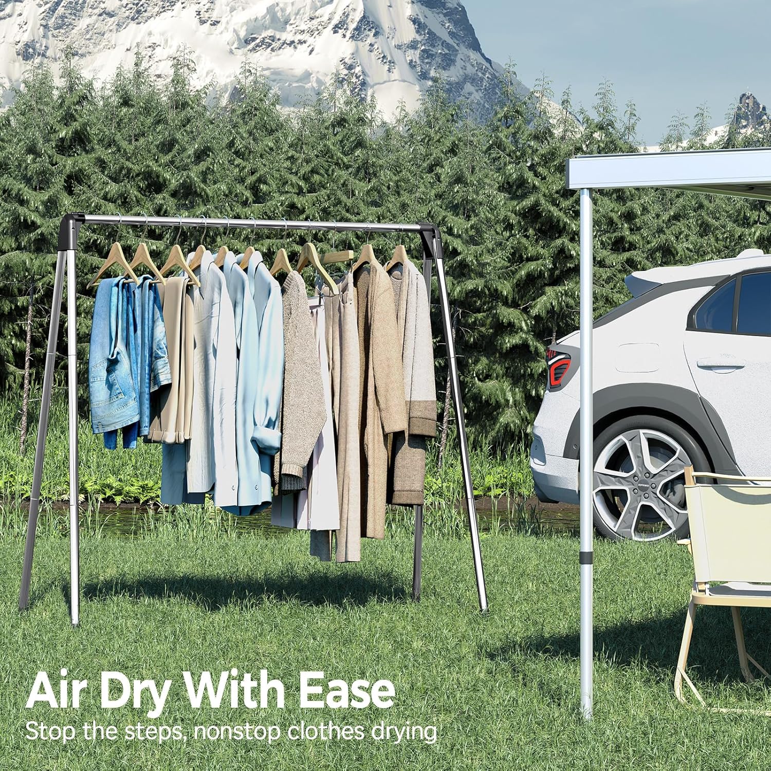 Clothes Drying Rack Foldable, Portable Clothes Rack for Travel | Stainless Steel, Folds Flat to Storage, Lightweight