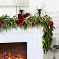 9ft Pre-Lit Real Touch Cedar Christmas Garland with Lights | Lighted Cypress Garland for Mantle,Greenery Christmas