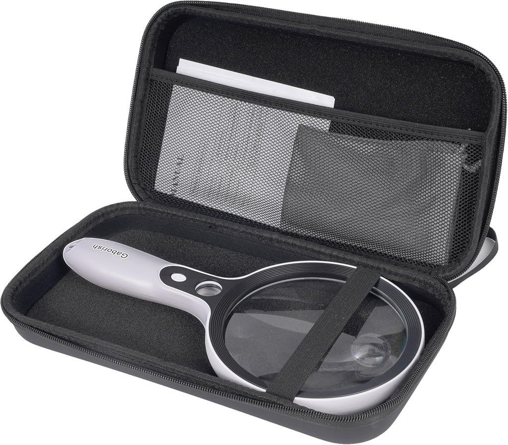 Large Magnifying Glass with 37 LED Light and Case, 10X 20X 45X Handheld Illuminated Lighted Magnifier with 3 Light