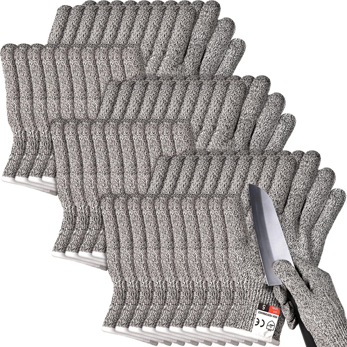 15 Pairs Cut Resistant Gloves Level 5, Safety, X-Large