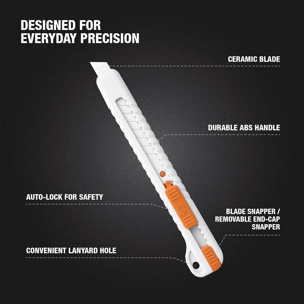 9mm Ceramic Snap-Off Utility Knife, Retractable Box Cutter, 1 Pack