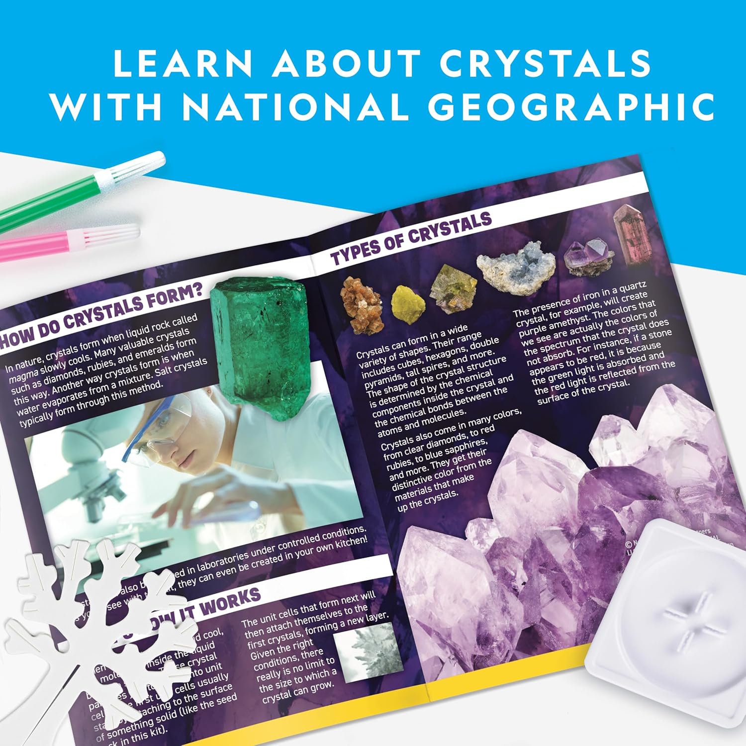 National Geographic Crystal Growing Craft Kit to Create a Crystal Garden | Fast 6-Hour Growing Time, Colorful Crystal
