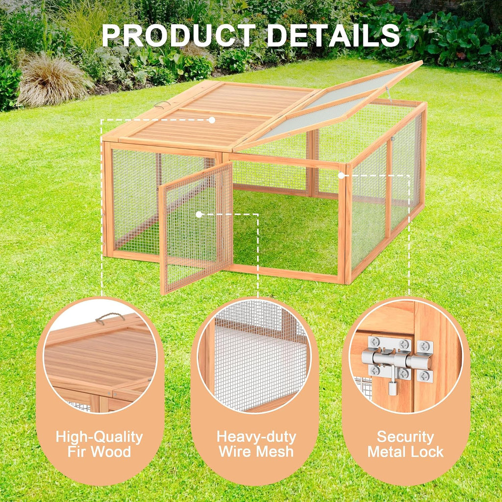 Portable Chicken Coop Run, Folding Rabbit Hutch, Logs
