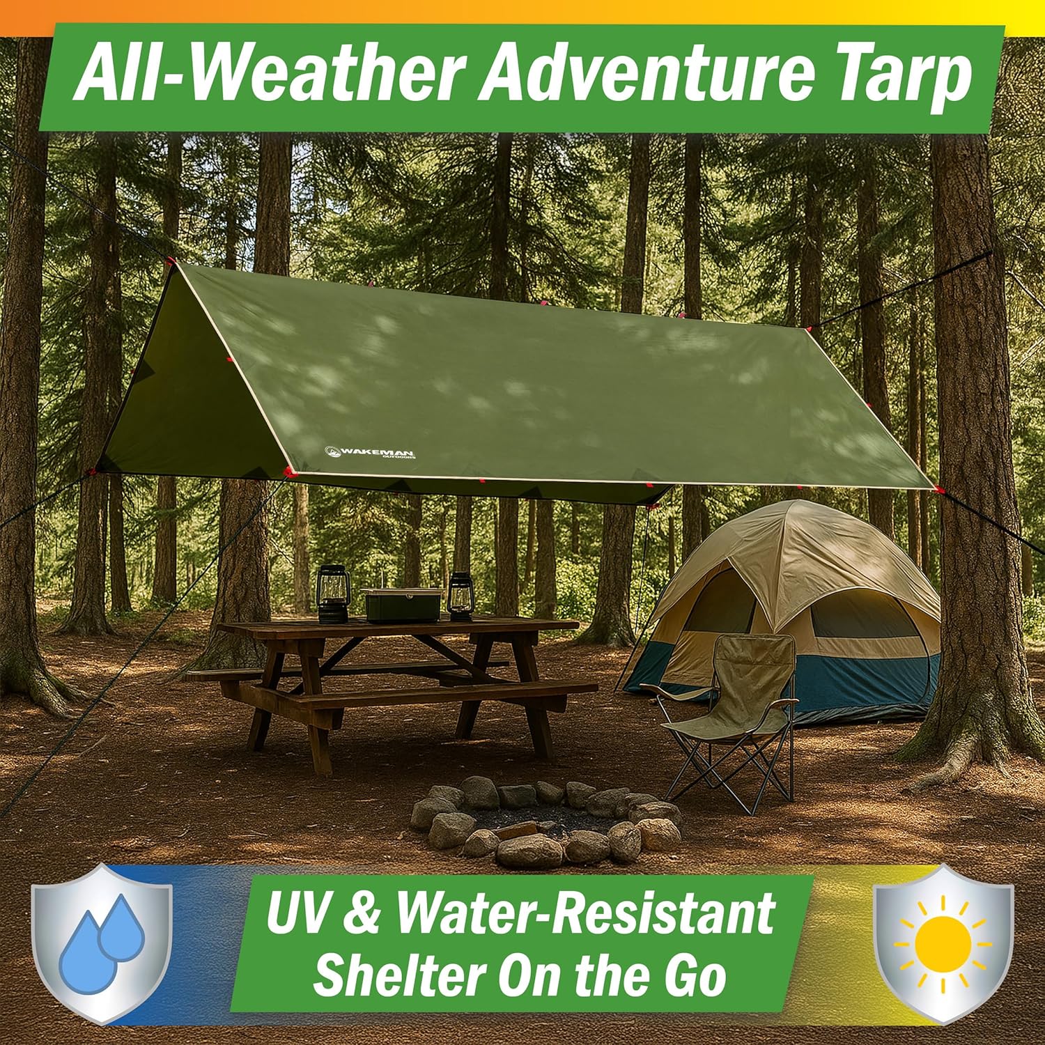 Camping Tarp for Tent or Hammock Rain Fly - 10 x 12 Tarp for Camping, Hiking, Backpacking or Portable Lightweight