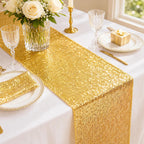 Gold Sequin Table Runner 12x108 Inch Fall Wedding Party Home Tablecloth