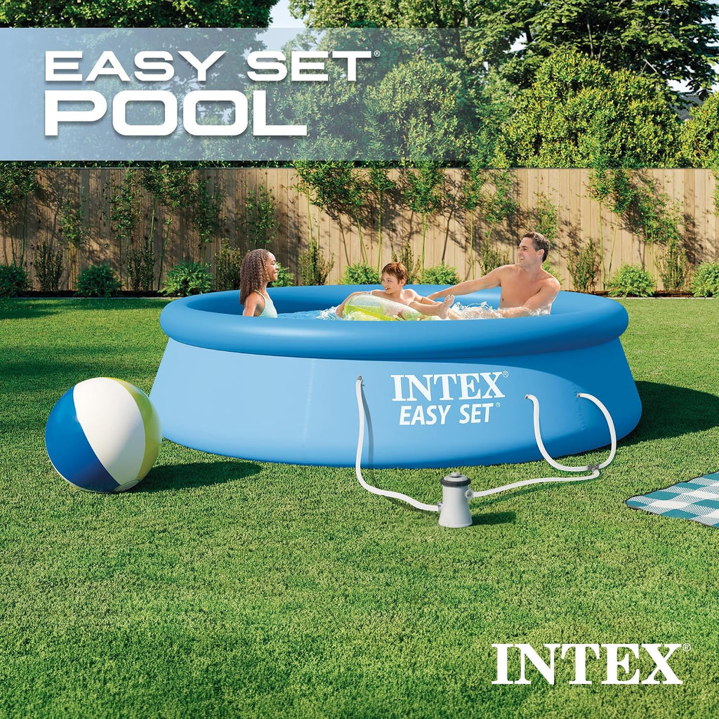 Easy Set 10 ft x 30in Above Ground Pool Set, Round Inflatable Swimming Pool with 330 GPH Cartridge Filter Pump and