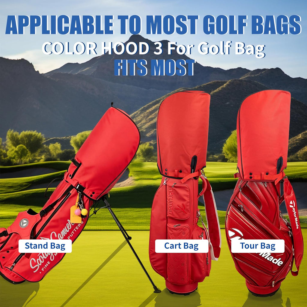 Golf Bag Rain Hood Cover for Standard Size, Waterproof 1260D Oxford Polyester, 12x20 Inches, Thick Padding