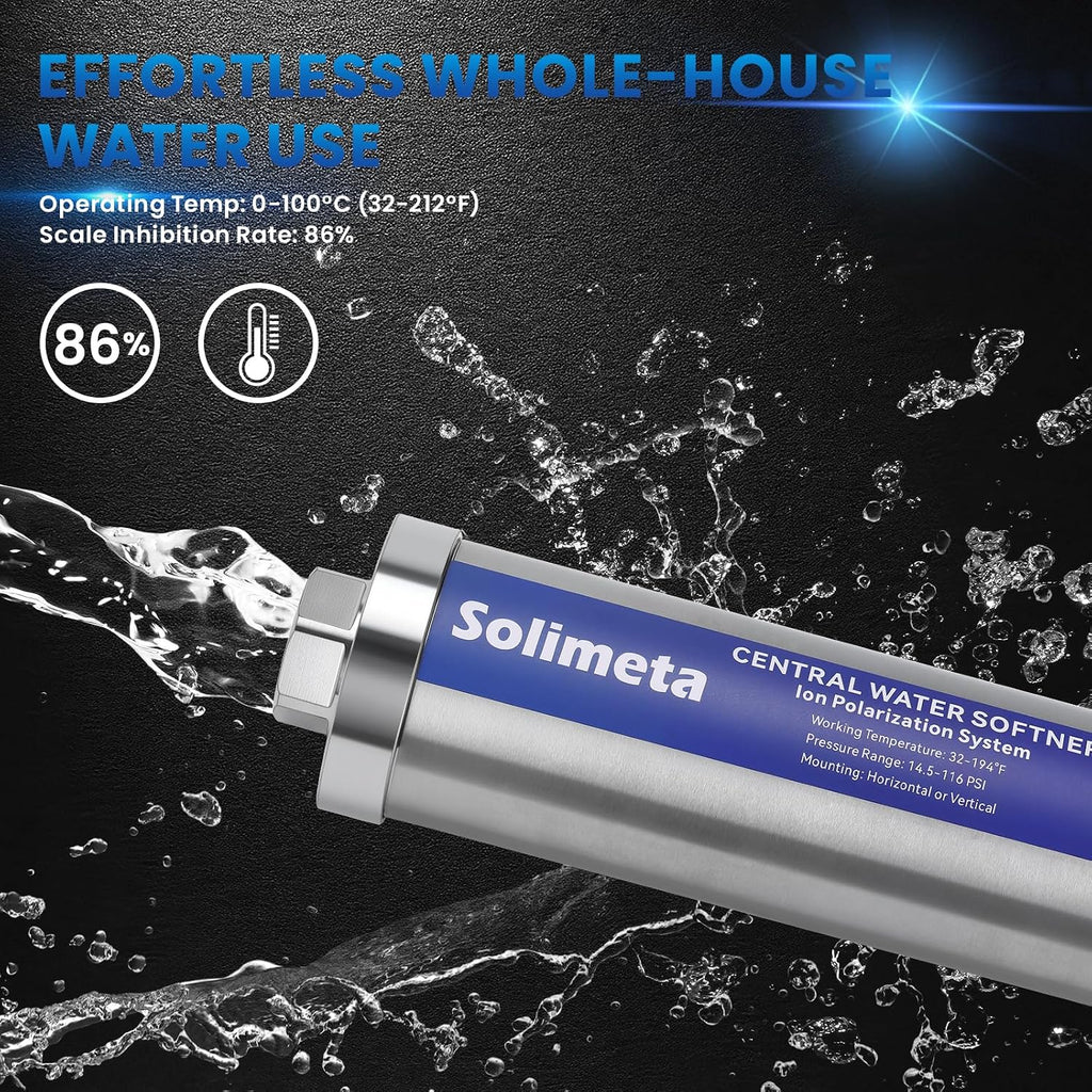 Central Water Softner, Salt-Free Whole House Water Descaler, 3/4" NPT Water Heater Descaler, lon Polarization System