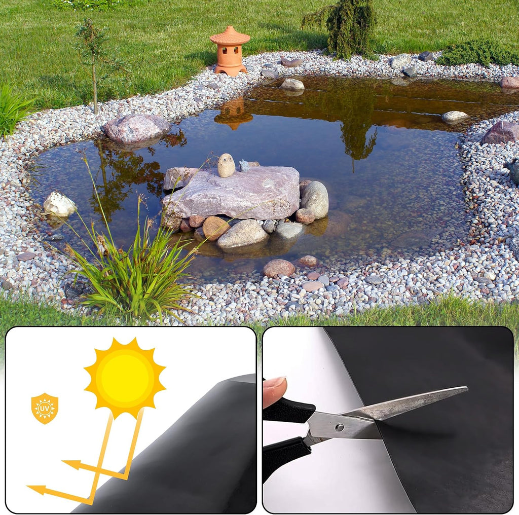 10 x 10 FT Pond Liner, 20 Mil HDPE Pond Liners for Outdoor Ponds