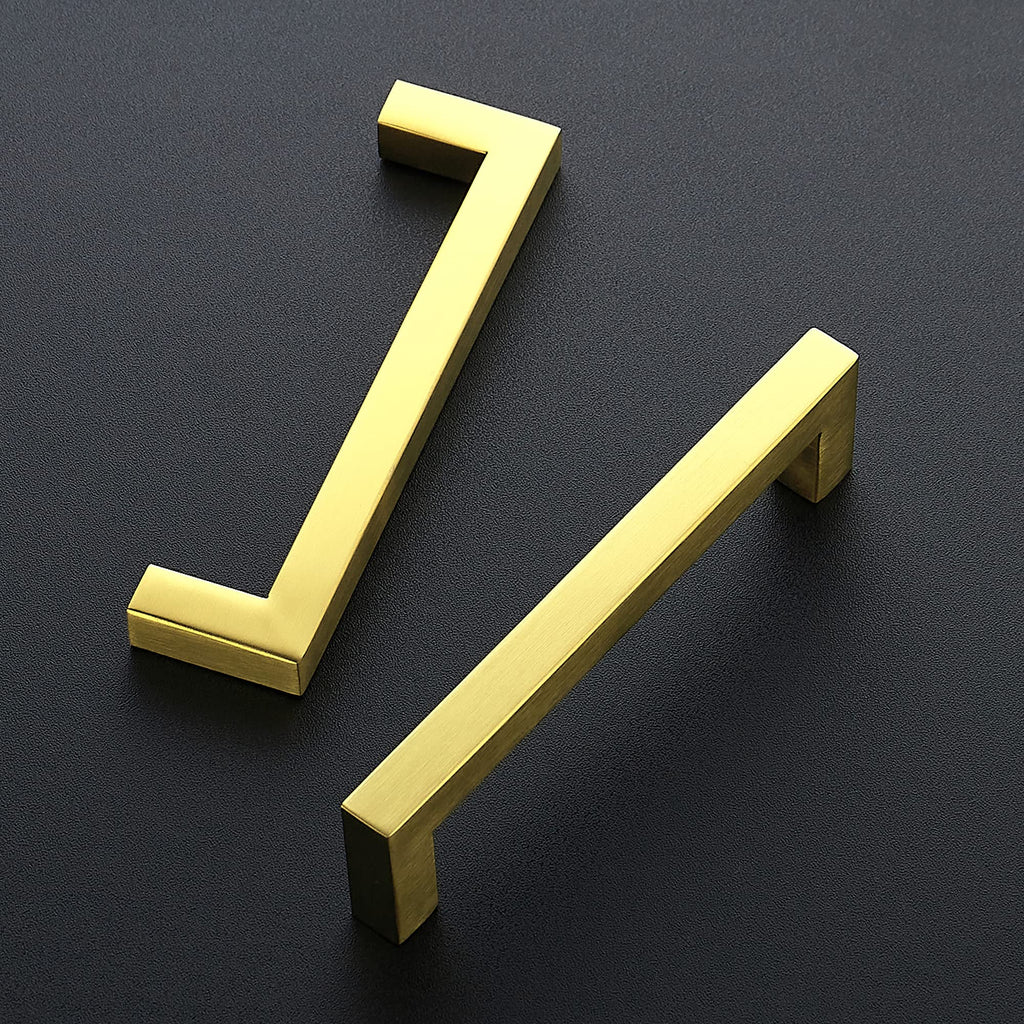Brushed Brass Square Cabinet Handles Drawer Pulls,5 Inch,20 Pack