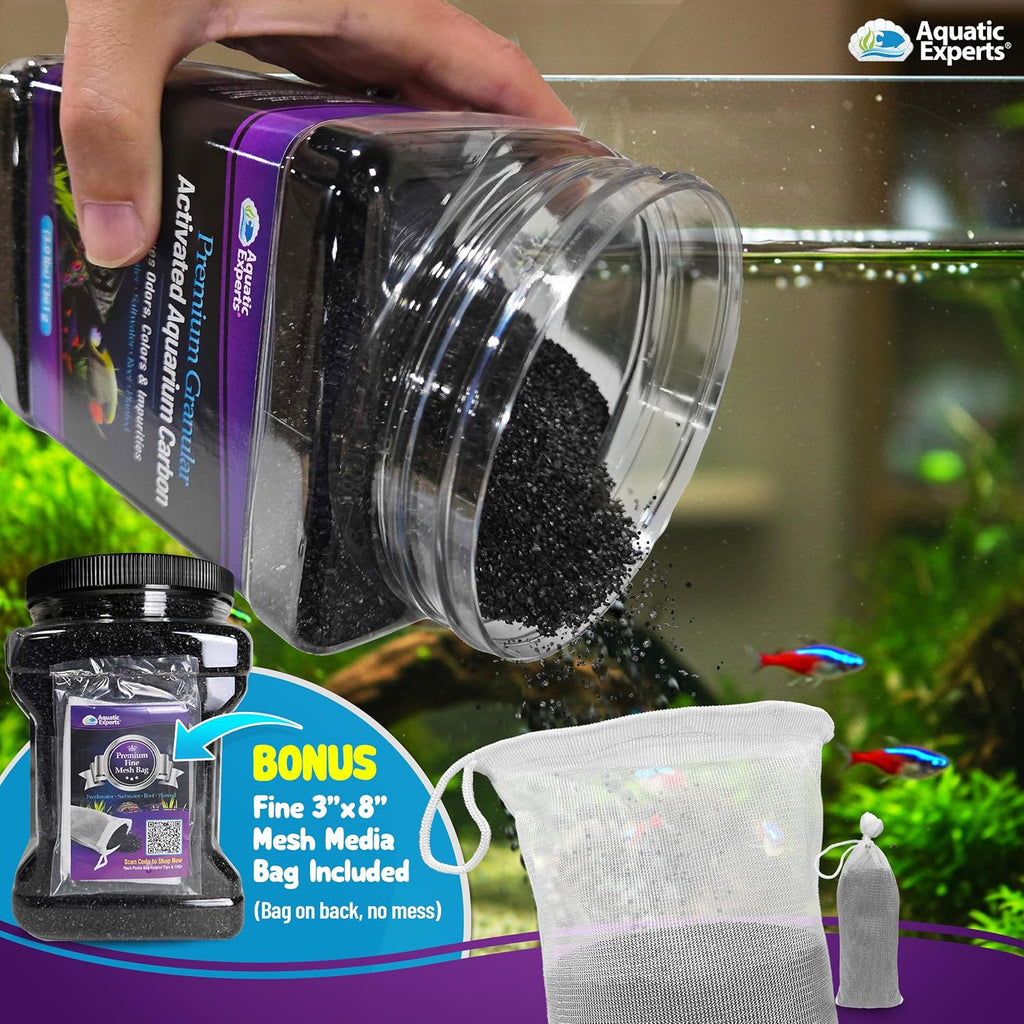 Premium Activated Carbon, Aquarium Carbon for Fish Tank Filter, Aquarium Filter Media, Granulated Charcoal for Fish
