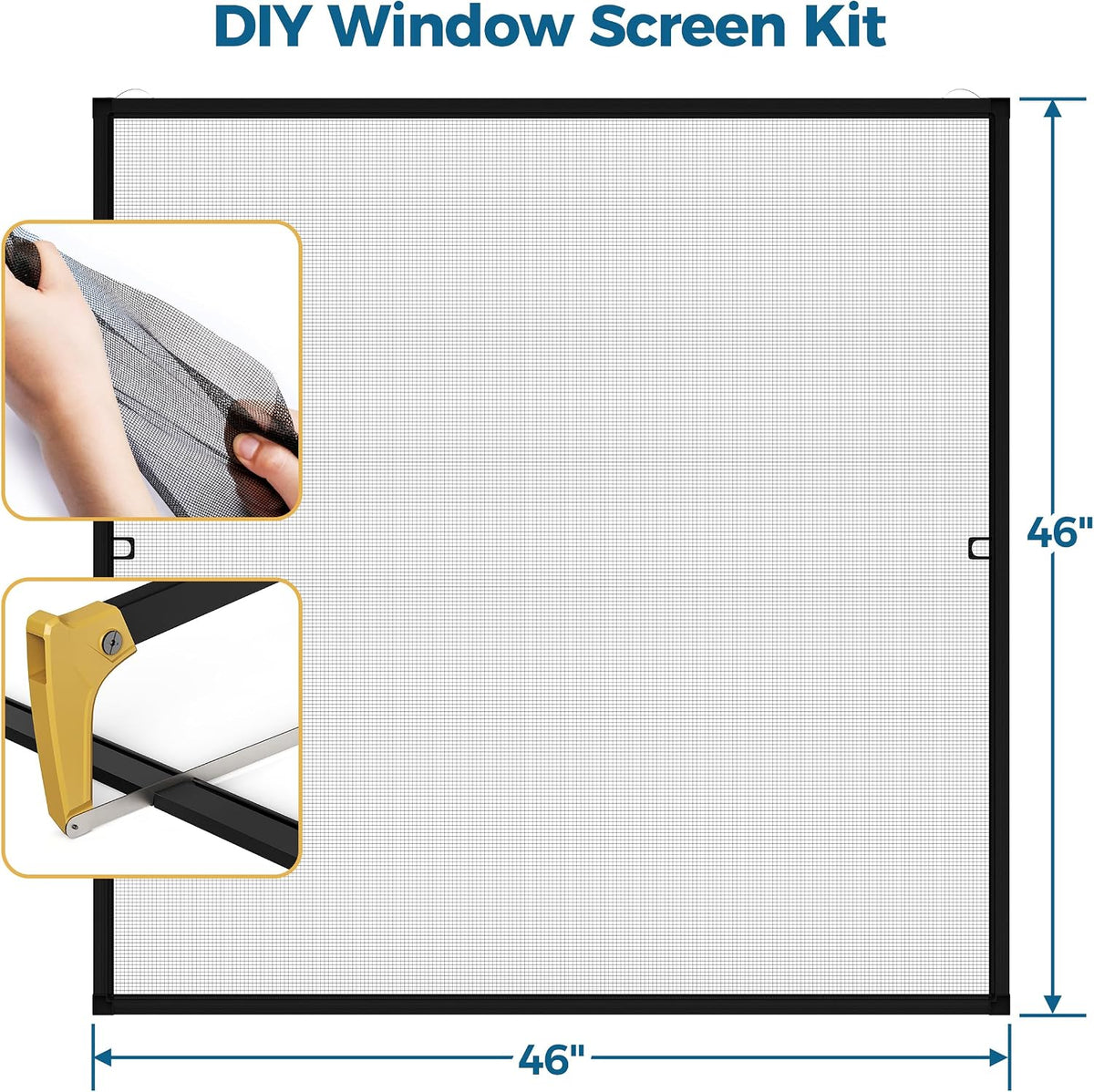 DIY Aluminum Window Screen Frame Kit, 4 Sets, 46 in, Black