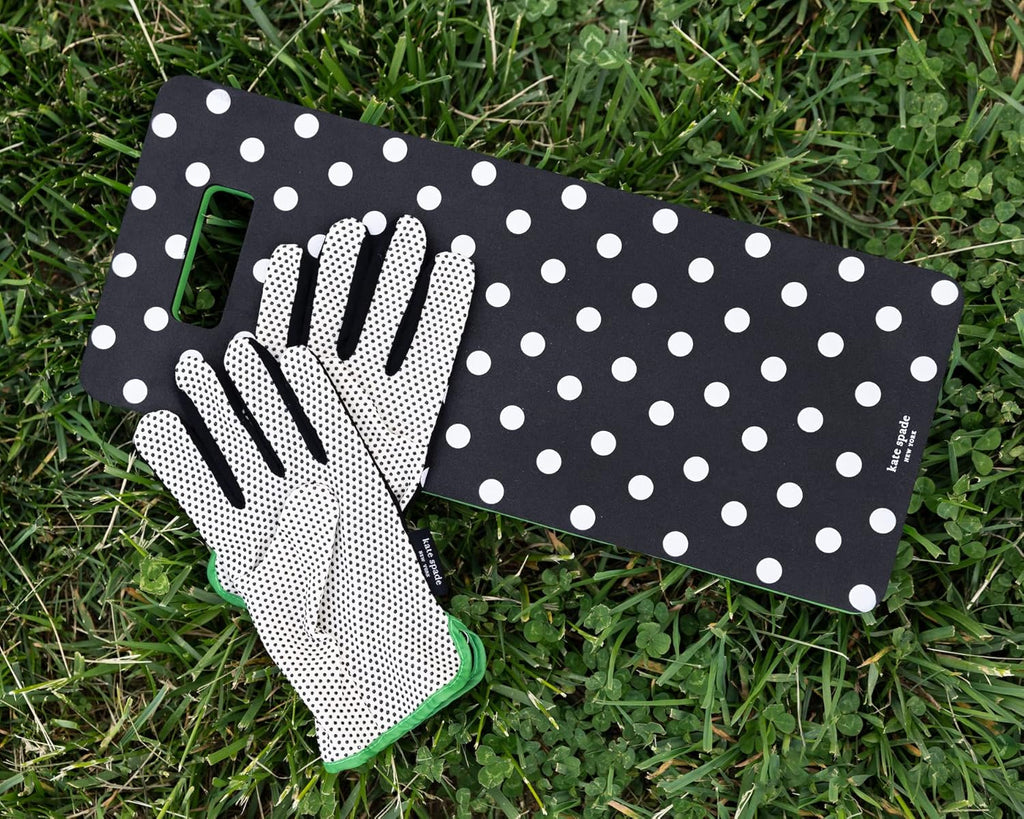 Garden Kneeler and Gardening Gloves for Women, Cute Garden Tool Set with Thick Kneeling Pad and Yard Gloves, Picture Dot