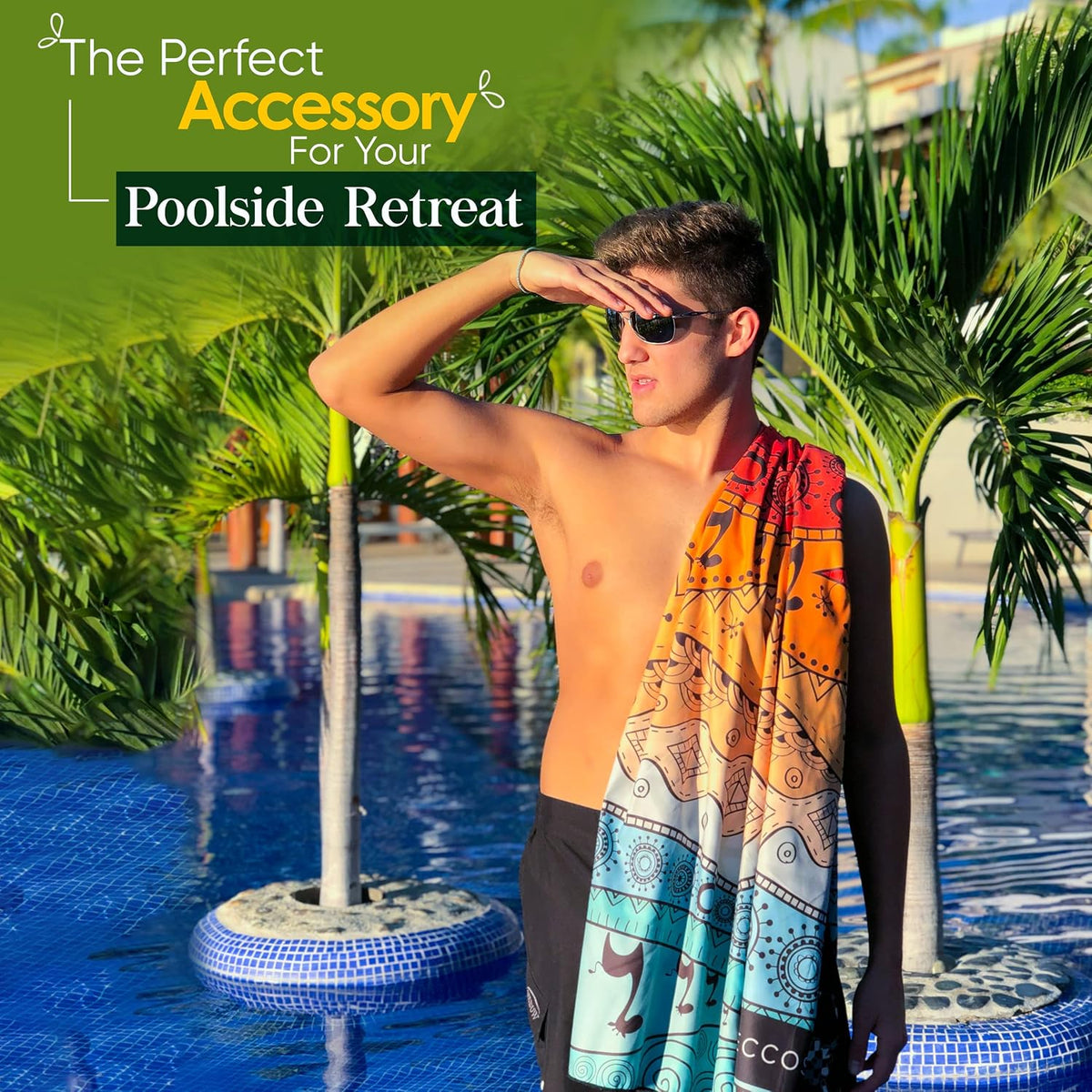 Microfiber Beach Towel - Quick Dry, Sand Free and Oversized 71x35 | Super absorbent, lightweight, swimming, gym