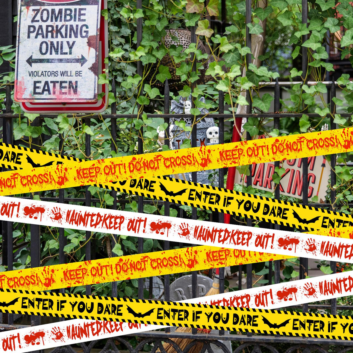 Halloween Decorations Caution Tape for Indoor Outdoor, 3inx90ft 3PCS