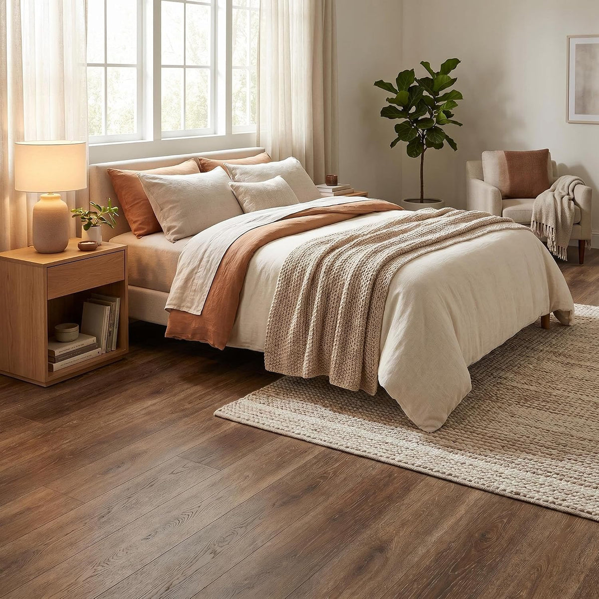 Waterproof Vinyl Plank Flooring 7.2-in W× 48-in L,High Wear-Resistant,Easy Click-Lock Installation,Pet