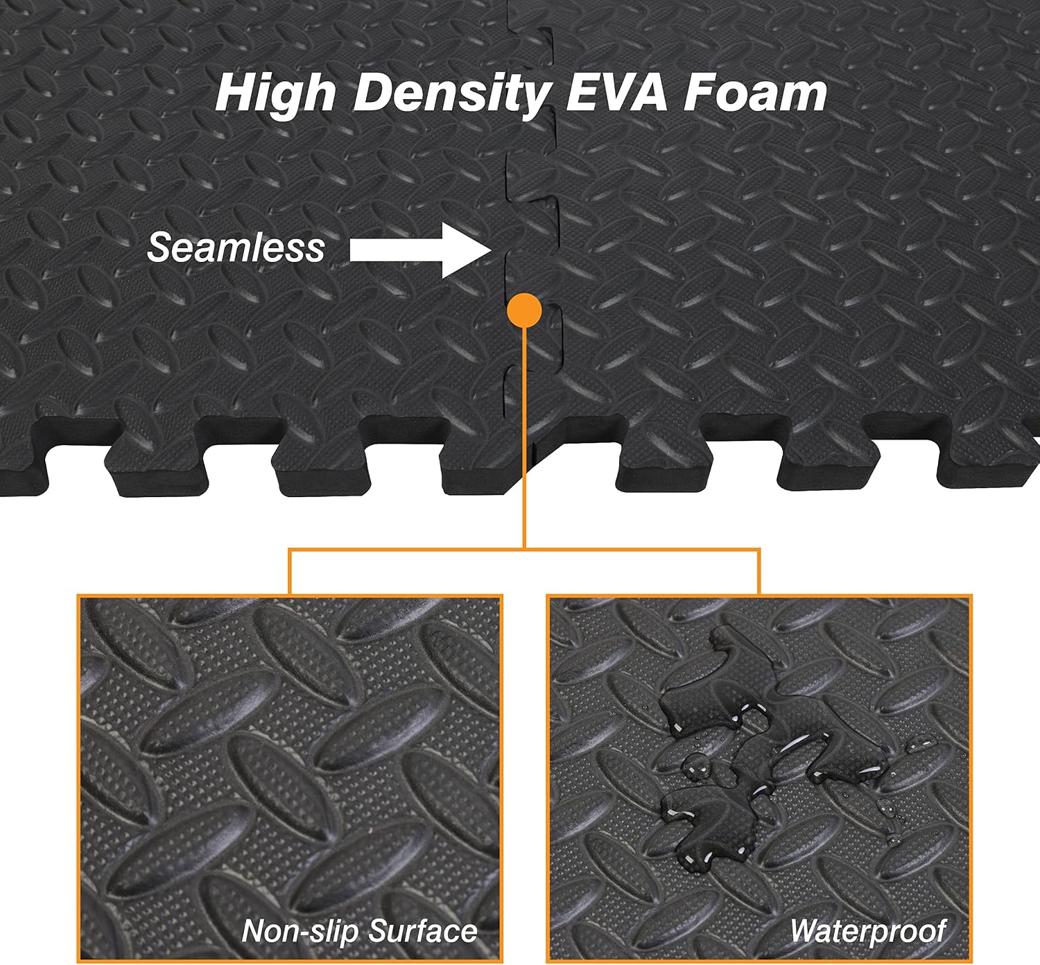 Interlocking Foam Tiles Puzzle Mats for Floor 24 SQ FT, 1/2 inch, 6 Tiles, EVA Gym Mat Flooring Exercise Equipment