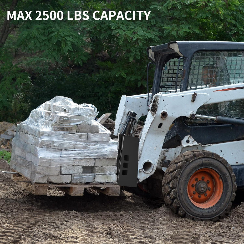 48" Pallet Forks Forklift Blades, 4000lbs Universal Skid Steer Pallet Forks Attachment, Heavy Duty Quick Attach