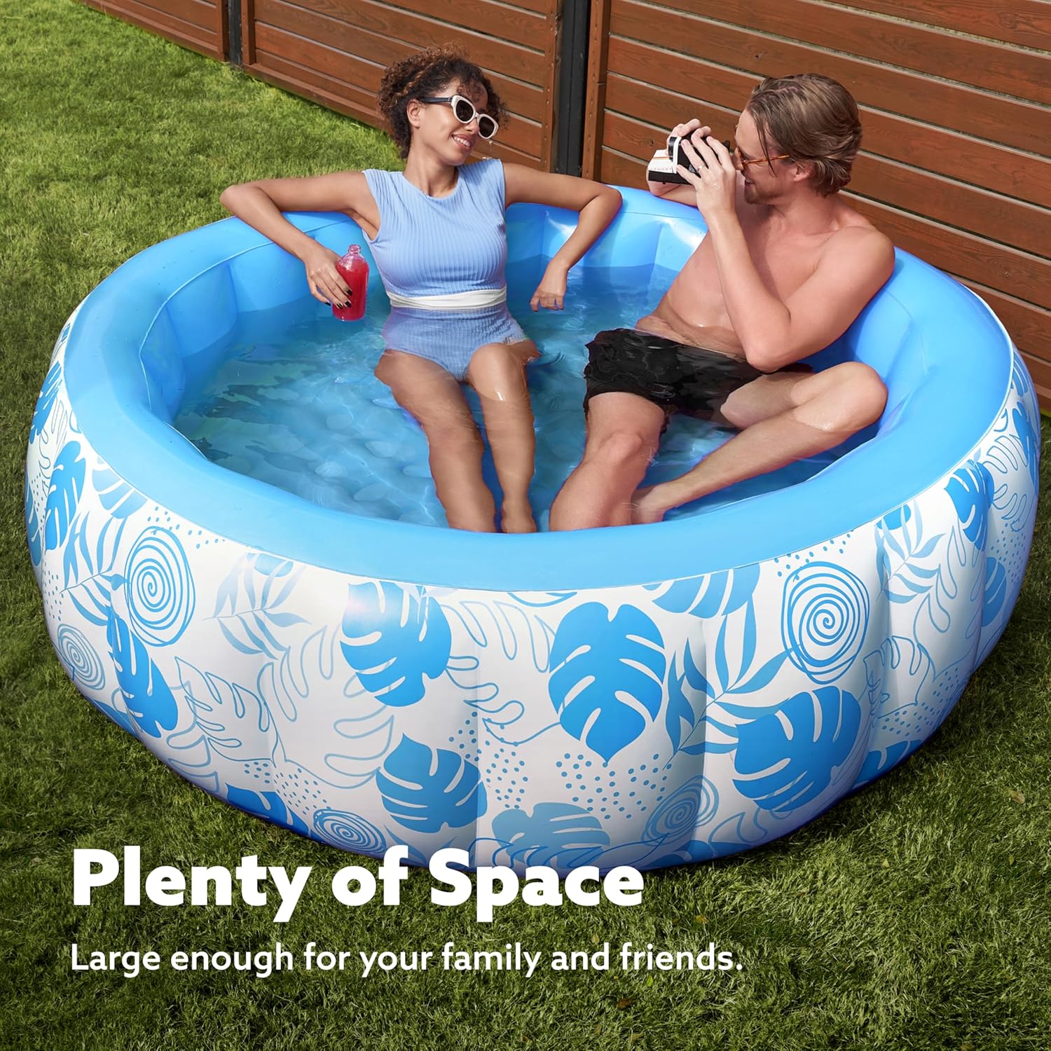 Inflatable Swimming Pool,5.5ft x 20 Inch Full-Sized Blow Up Durable Thickened Luxury Above Ground Family Pool with