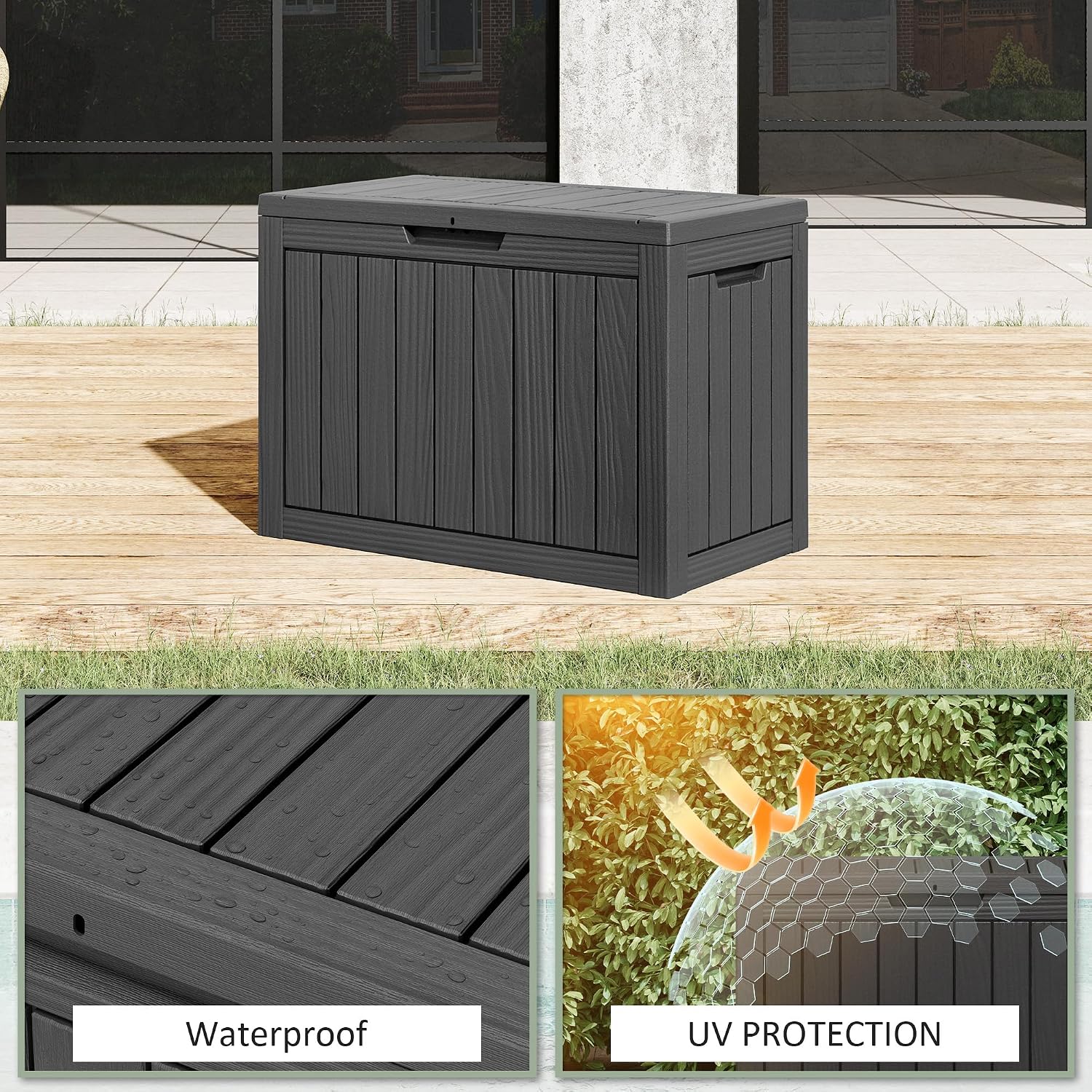 55 Gallon Package Delivery Box for Outside, Waterproof Storage Box with Lockable Secure, Resin Parcel Drop Box for