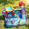 Inflatable Bounce House Water Slide with 550 W Blower, Blow up 10-in-1 Waterslide Park Bouncy Castle Outdoor and
