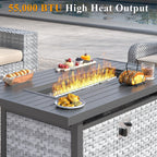 43 in Wicker Propane Fire Pit Table with Lid, 55,000 BTU