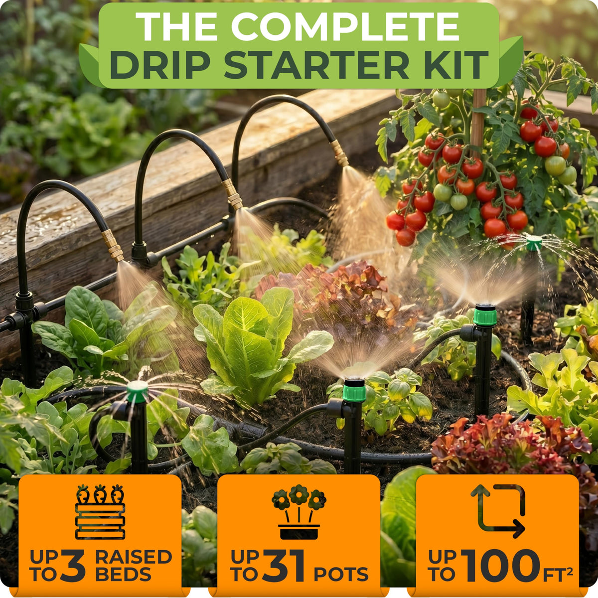 Drip Irrigation System Kit with Atomizing Copper Nozzles 100 feet