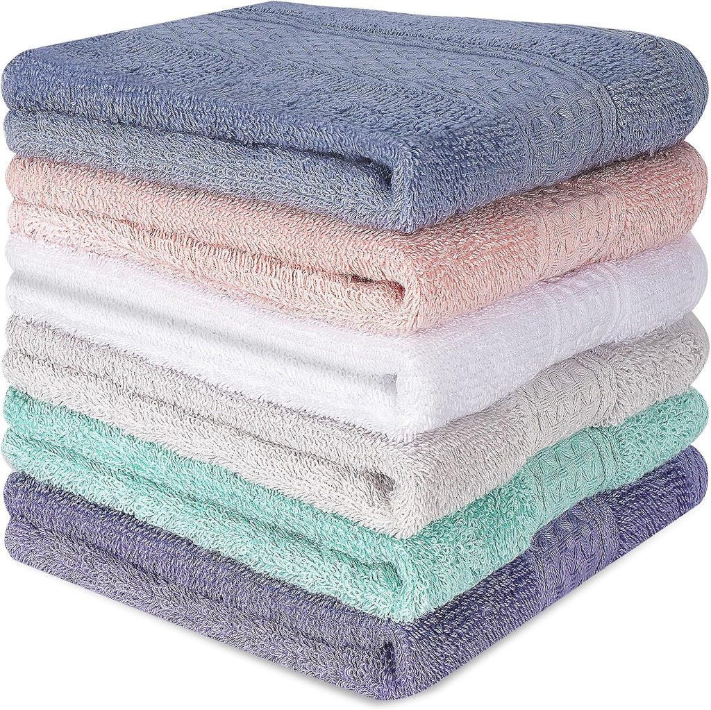 Washcloths Set, 6-Pack Cotton Wash Cloths, 13x13 Inch 6 Colors | Highly Absorbent and Soft Feel Fingertip Towels