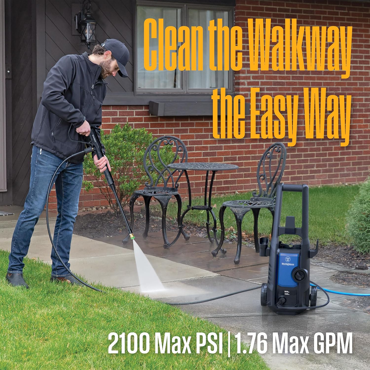 ePX3050 Electric Pressure Washer, 2100 Max PSI 1.76 Max GPM with Foam Cannon and Turbo Nozzle, for