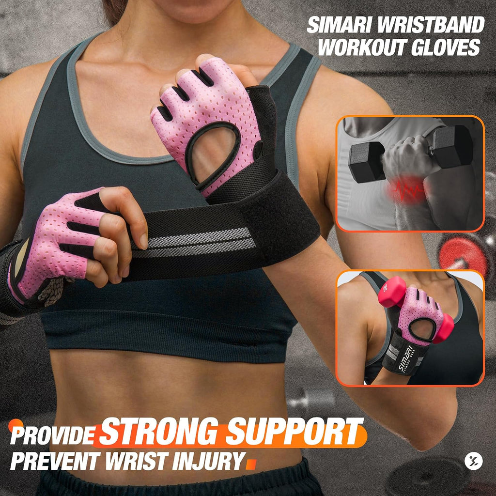 Breathable Workout Gloves for Men Women, Padded Weight Lifting Gloves with Wrist Wraps Support, Full Palm Protection