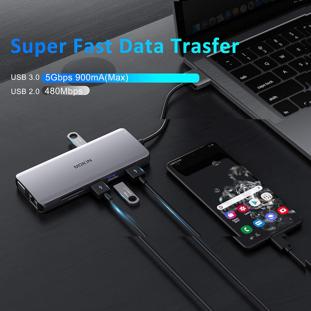 MacBook Pro Docking Station for Dual Monitor, 12 in 2 HDMI Adapter | Dockingstation for MacBook Pro/Air, MacBook