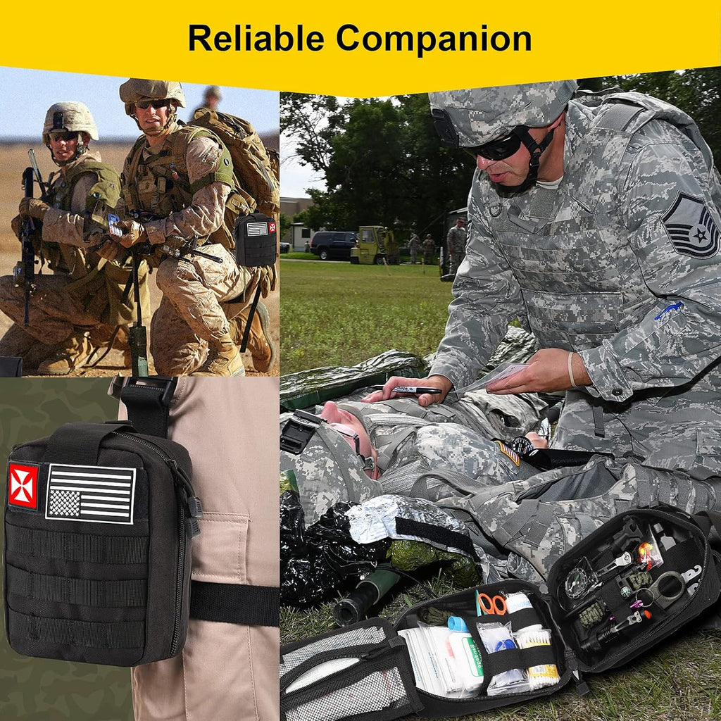 Survival First Aid Kit, 248PCS Survival Tools Camping Essentials Tactical Gear Emergency Trauma Medical Supplies