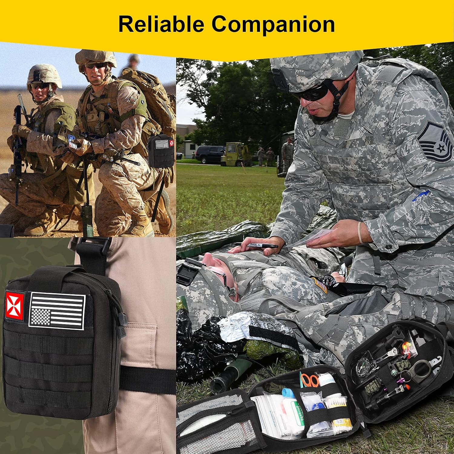 Survival First Aid Kit, 248PCS Survival Tools Camping Essentials Tactical Gear Emergency Trauma Medical Supplies