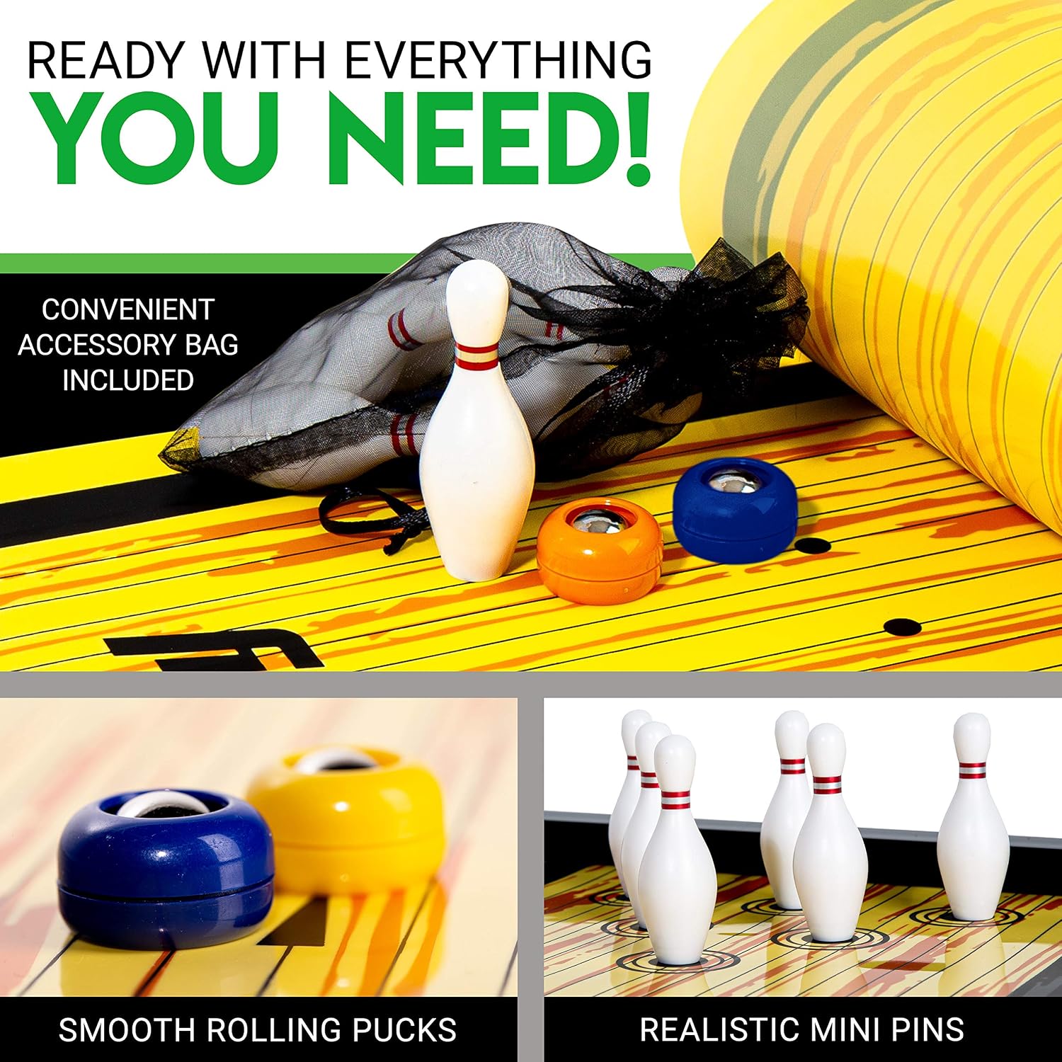 Shuffleboard Table Game Mats – Tabletop Shuffleboard Mats and Pushers – Indoor Shuffleboard Games