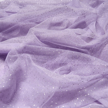 Glitter Tulle Fabric, 60" Wide Light Purple Tulle Fabric 3 Yards