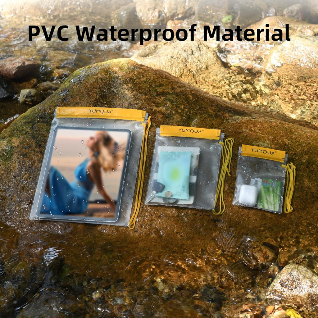 Waterproof Pouch Dry Bags Document Map Holder for Water Sport 3PACK | Clear Waterproof Bag, Screen touch Water Proof
