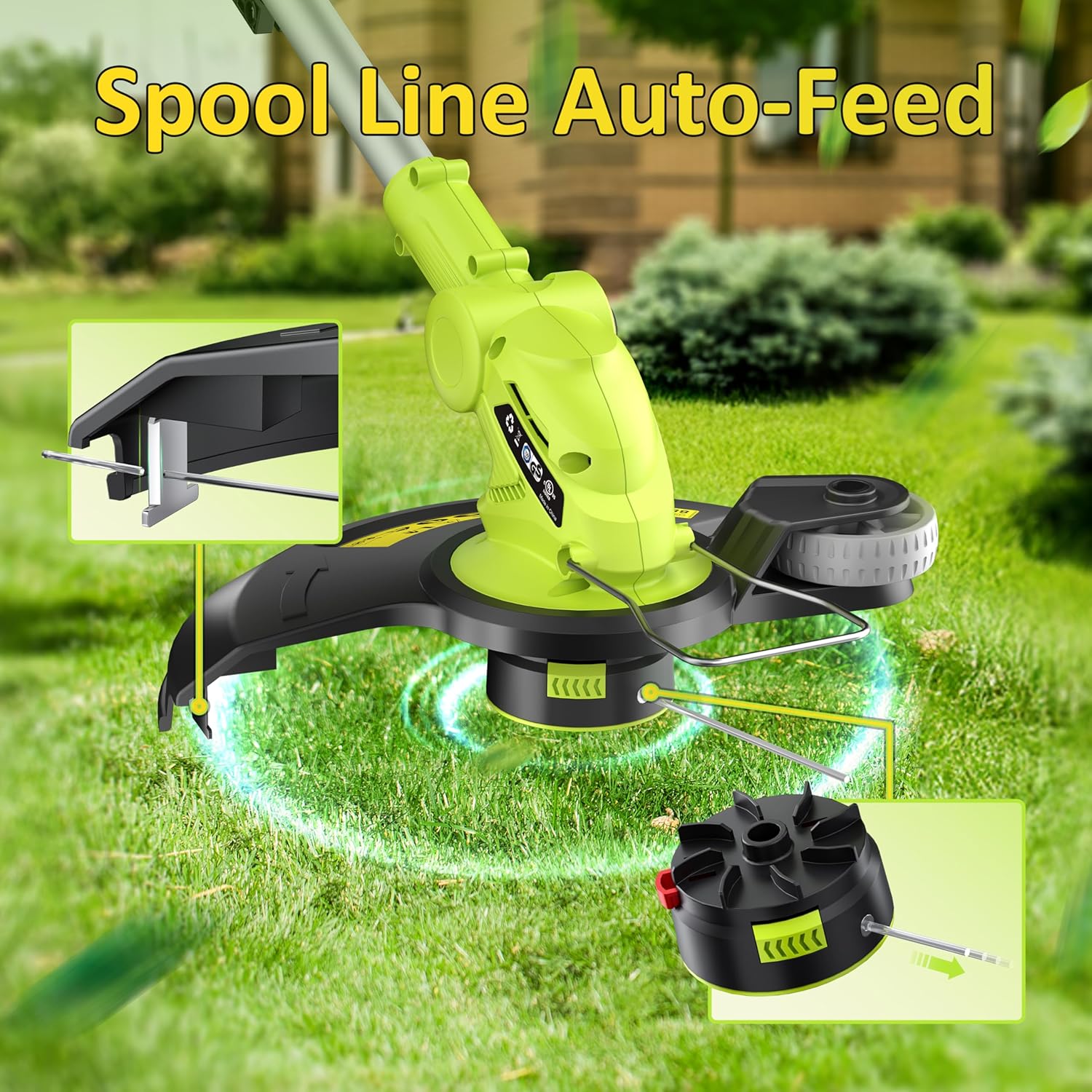 Electric String Trimmer Cordless with 2x2.0Ah Battery, 20V Weed Wacker Weed Eater with Charger, 12-inch Lawn Mover &