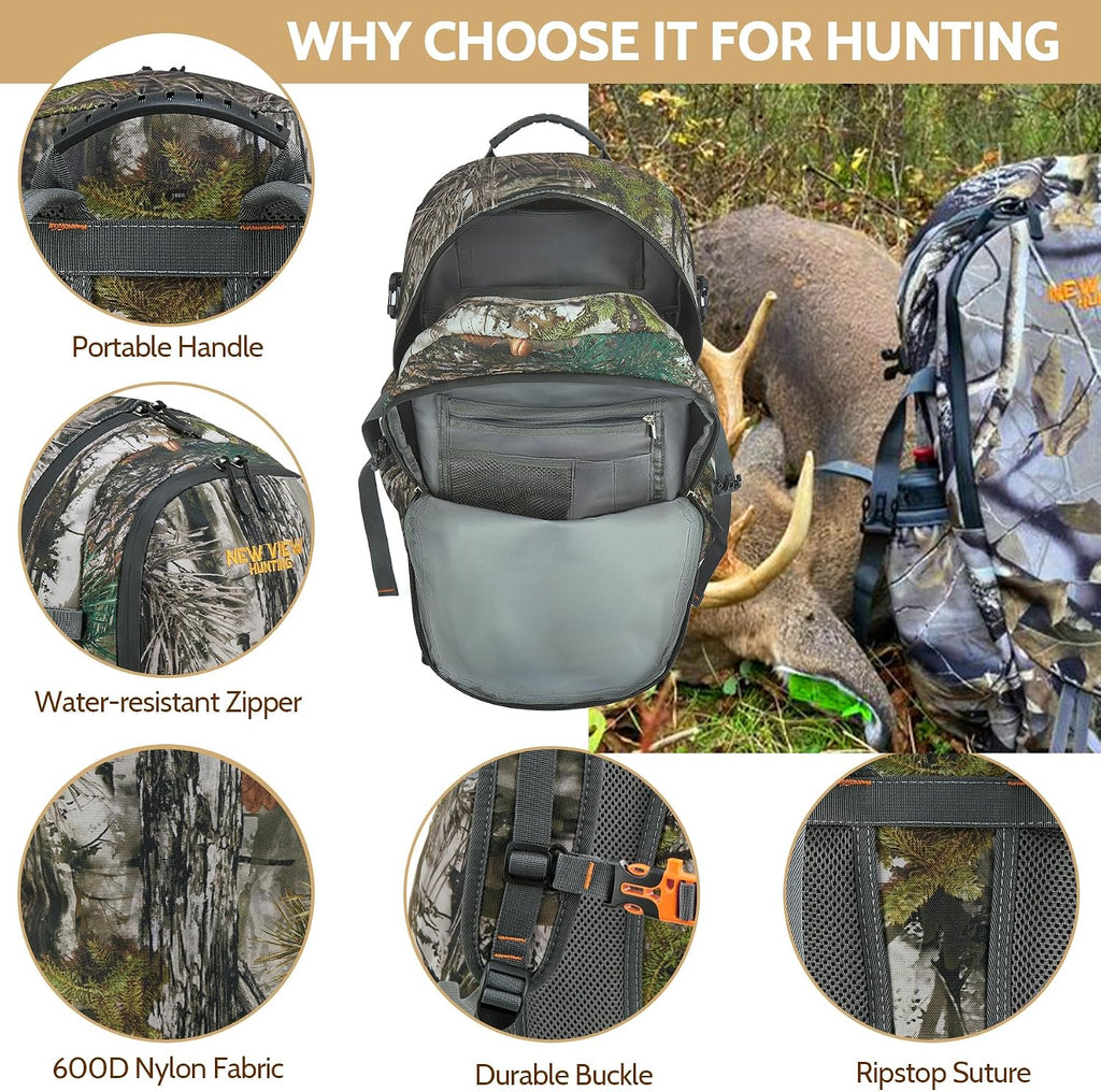 Kids Hunting Backpack 30L, Camo Day Pack for Youth Hunting, Hunting Gear for Boys Ages 7-14, Size 13x6.3x17.7 Inches