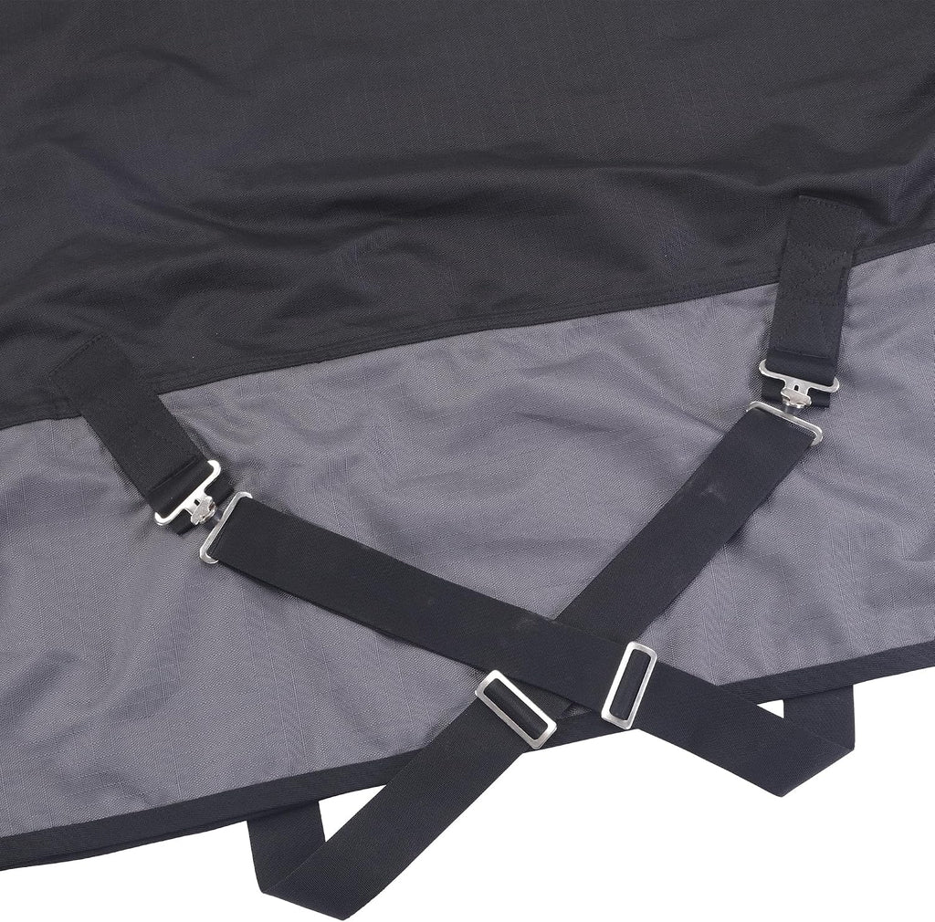 1200D Horse Blanket Waterproof Breathable Turnout (no Filling) Standard Neck Horse Sheet Black Grey 69IN
