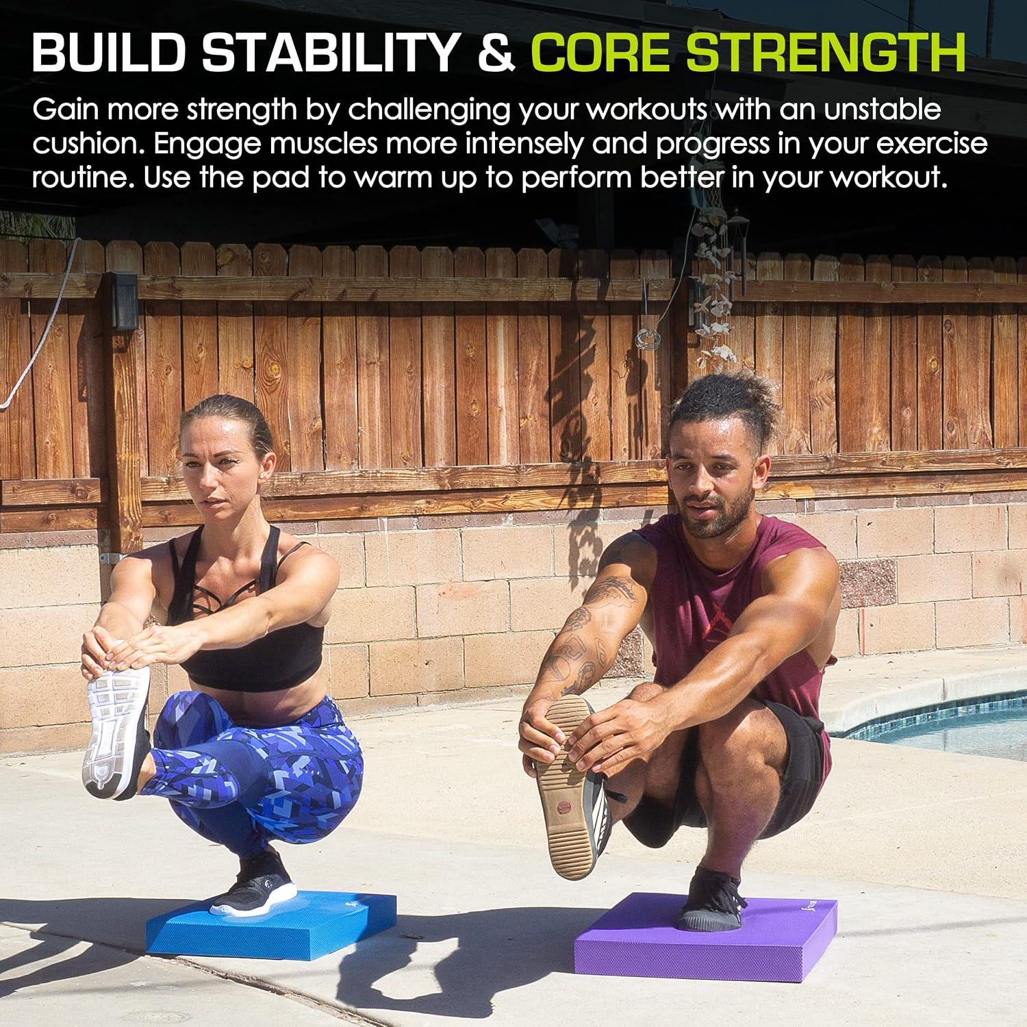 Exercise Balance Pad, Non-Slip Cushioned Foam Mat & Knee Pad for Fitness and Stability Training, Yoga, Physical Therapy