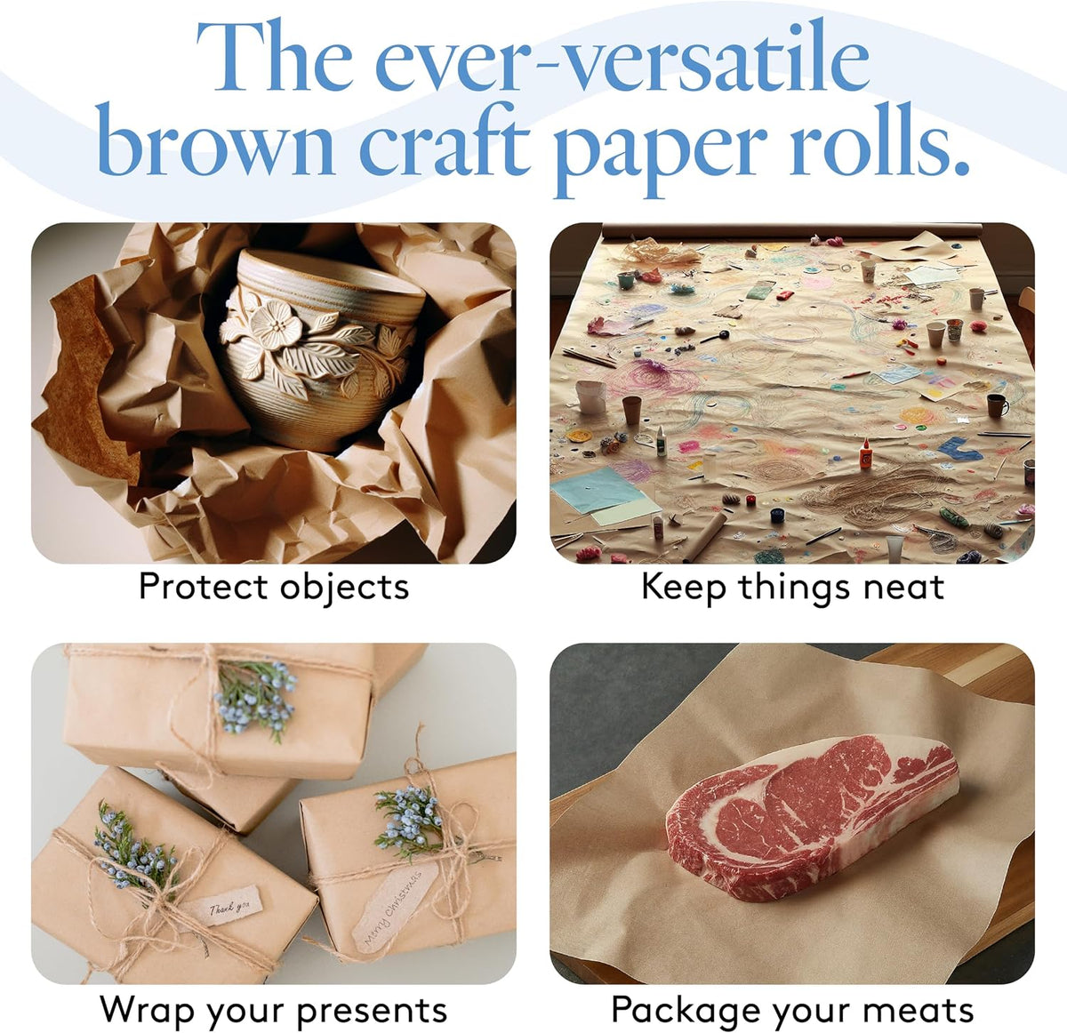 Craft Paper Roll, Bulletin Board Paper, 17.75 Inches x 1200 Inches Brown Paper Roll, Jumbo Butcher Paper Roll, Eco
