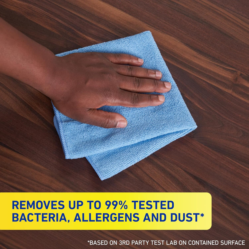 Microfiber Cleaning Cloth 14 x 14 Inches Blue Pack of 24 Washable and Reusable Ideal for Multi-Surface Indoor/Outdoor