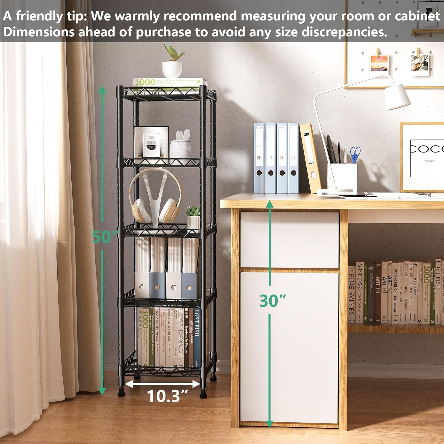 5 Tier Standing Shelving Metal Units, Adjustable Height Wire Shelf Display Rack for Laundry Bathroom Kitchen 11.8 W x