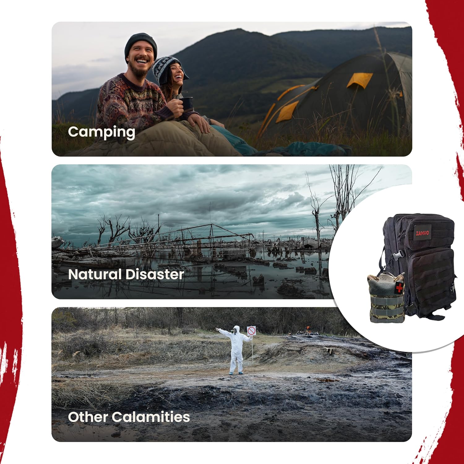 72 Hour Survival Kit with Food, Solar Power Bank, Water Purifier, First Aid & Tools - All Emergency Survival Gear and