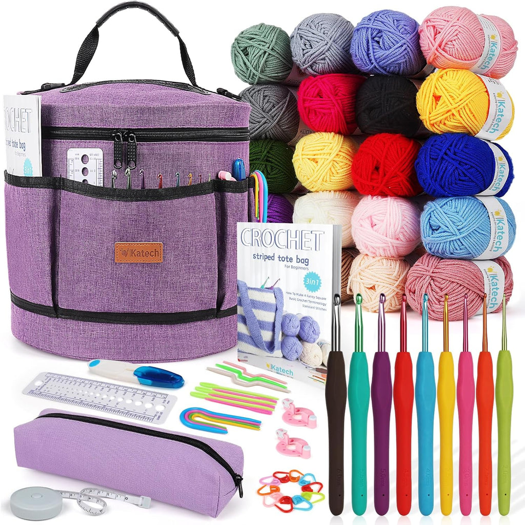 Crochet Kit for Beginners, Beginner Crochet Kit for Adults-Crochet Kits Includes Crochet Hooks Knitting Bag Crochet