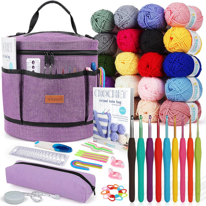 Crochet Kit for Beginners, Beginner Crochet Kit for Adults-Crochet Kits Includes Crochet Hooks Knitting Bag Crochet