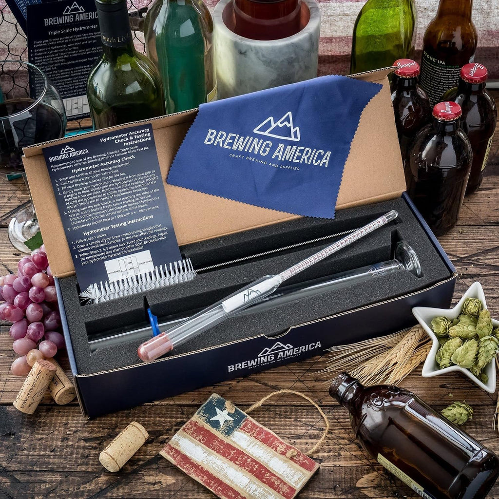 Brewing Hydrometer Alcohol Tester Kit: USA-Made Beer & Wine American-Made Specific Gravity ABV Test Pro Series