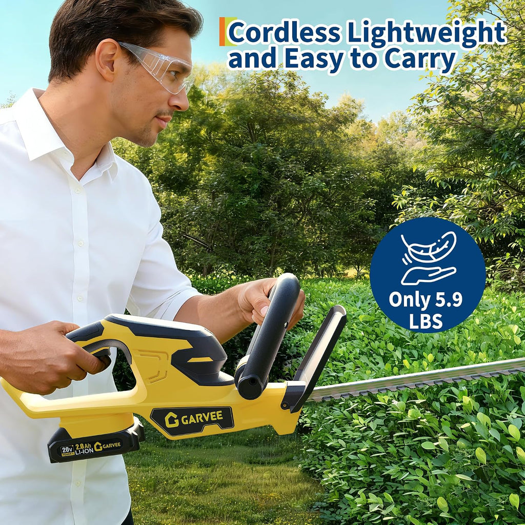 Hedge Trimmer Cordless, 22 Inch Electric Hedge Trimmer, 20V Bush Trimmers with 2 2.0Ah Batteries and Charger
